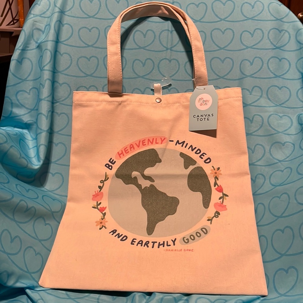 Canvas Tote Be Heavenly Minded and Earthly Good Oh Happy Dani Target NWT
